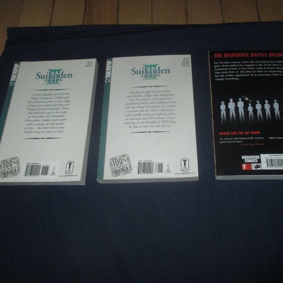 Suikoden III Vol. 3 & 5 (Tokyopop)/ Attack on Titan Vol. 1 Mangas in English - Picture 2 of 3